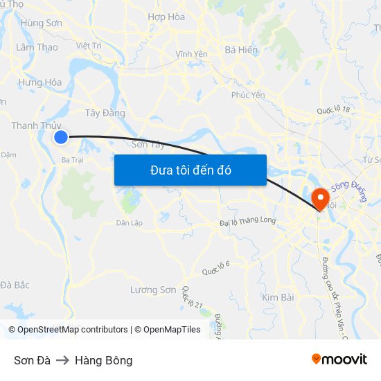 Sơn Đà to Hàng Bông map