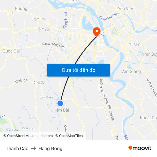 Thanh Cao to Hàng Bông map
