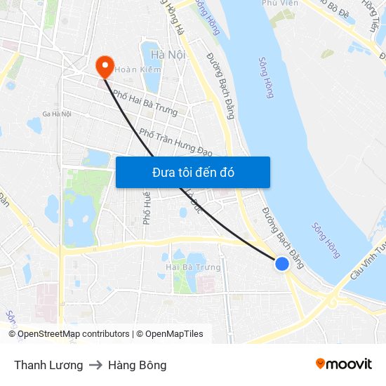 Thanh Lương to Hàng Bông map