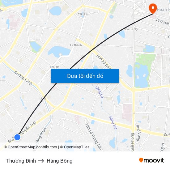 Thượng Đình to Hàng Bông map