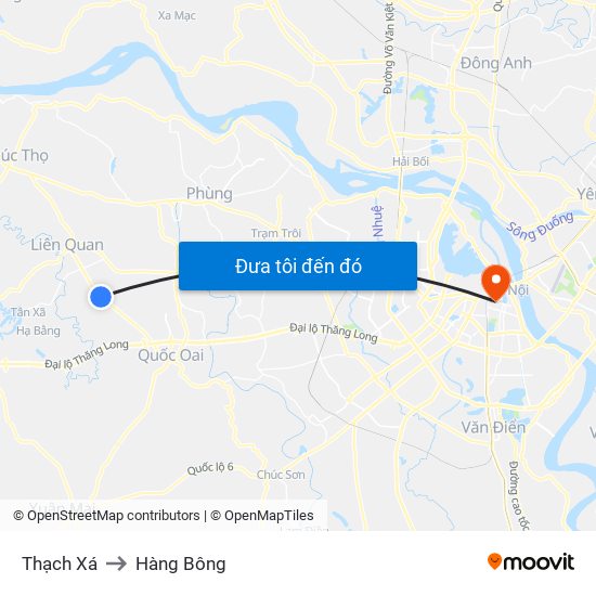 Thạch Xá to Hàng Bông map