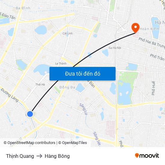 Thịnh Quang to Hàng Bông map