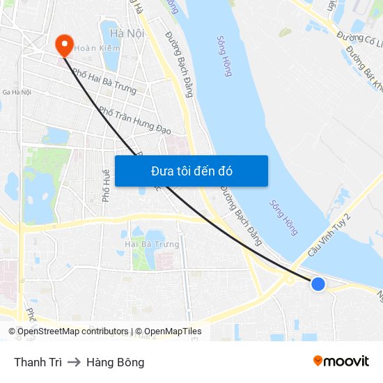 Thanh Trì to Hàng Bông map