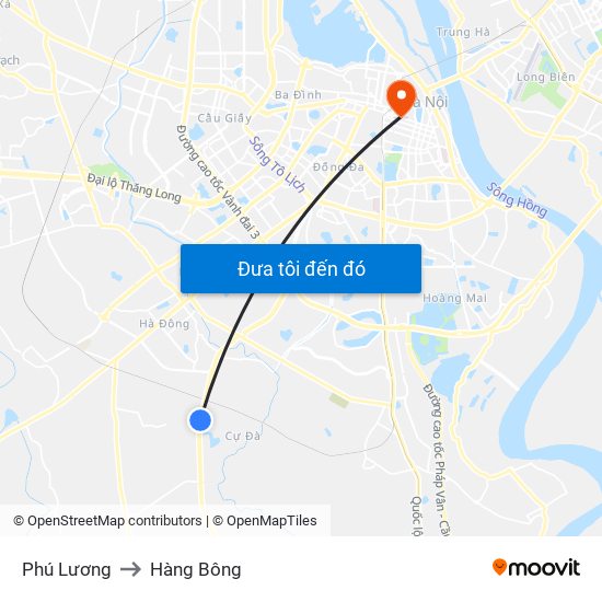 Phú Lương to Hàng Bông map