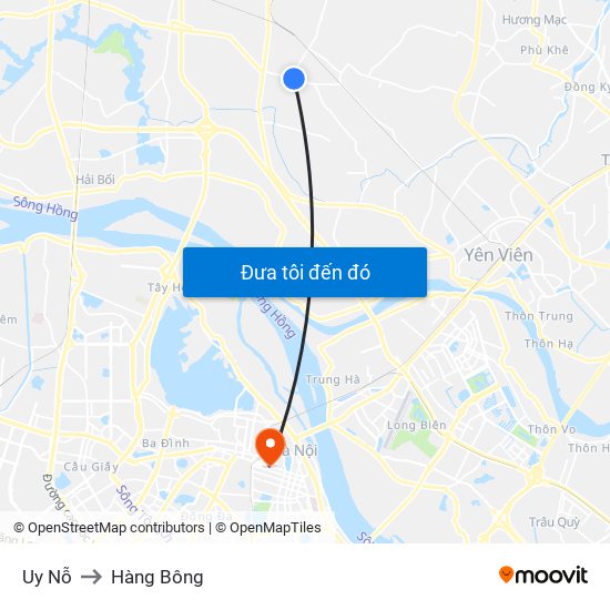 Uy Nỗ to Hàng Bông map