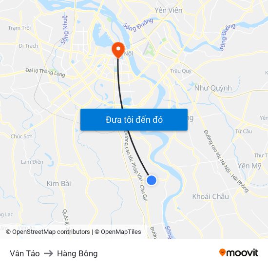 Vân Tảo to Hàng Bông map