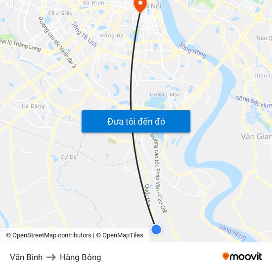 Văn Bình to Hàng Bông map