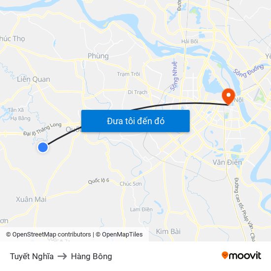 Tuyết Nghĩa to Hàng Bông map