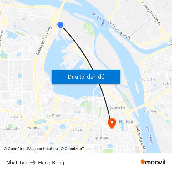 Nhật Tân to Hàng Bông map