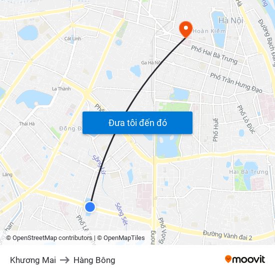 Khương Mai to Hàng Bông map