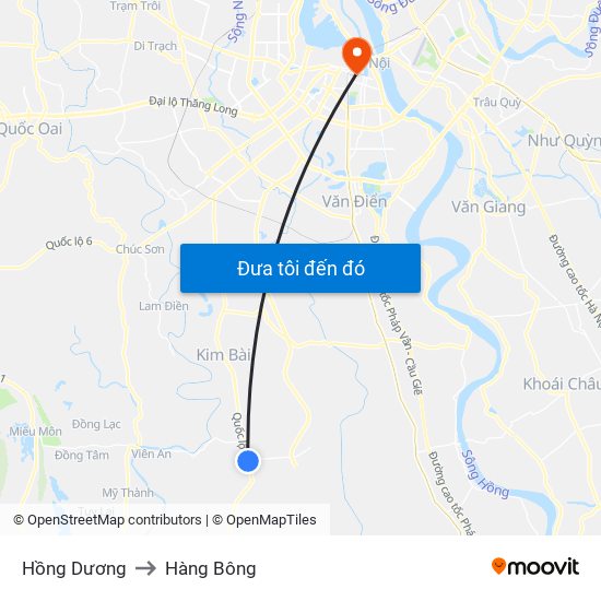 Hồng Dương to Hàng Bông map