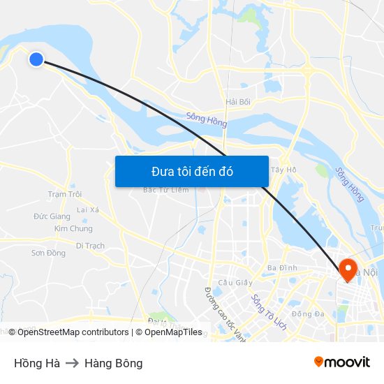 Hồng Hà to Hàng Bông map