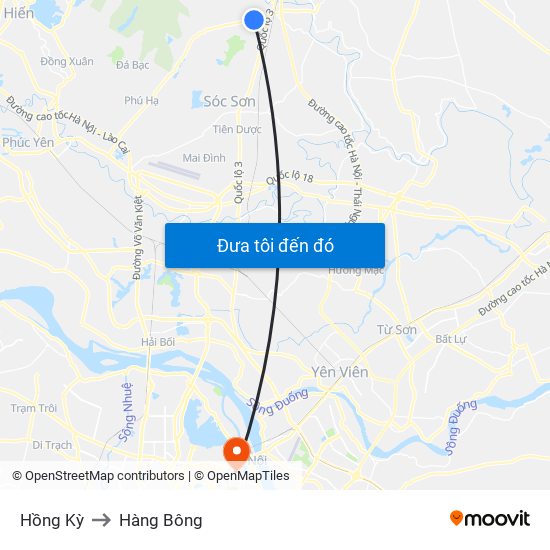 Hồng Kỳ to Hàng Bông map