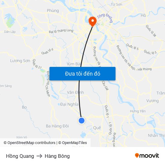 Hồng Quang to Hàng Bông map