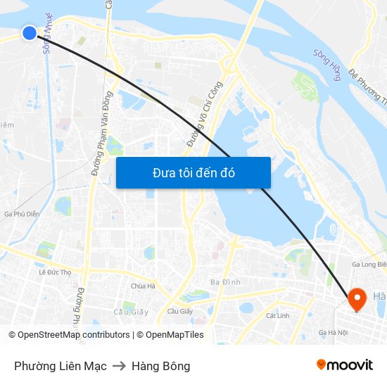 Phường Liên Mạc to Hàng Bông map