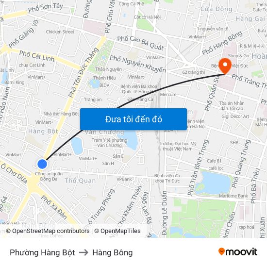 Phường Hàng Bột to Hàng Bông map