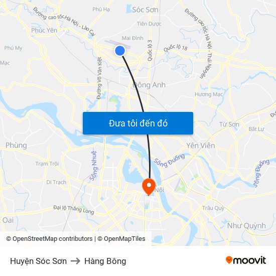 Huyện Sóc Sơn to Hàng Bông map