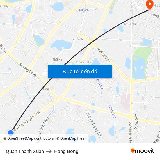 Quận Thanh Xuân to Hàng Bông map