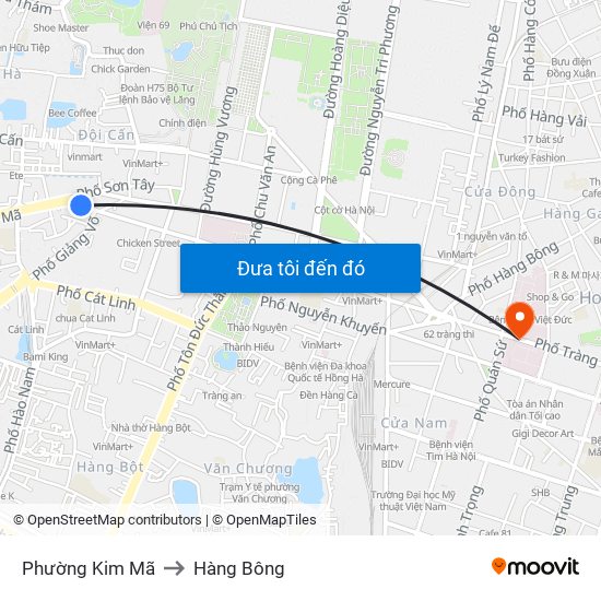 Phường Kim Mã to Hàng Bông map