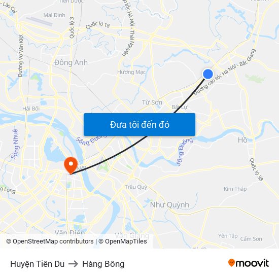 Huyện Tiên Du to Hàng Bông map