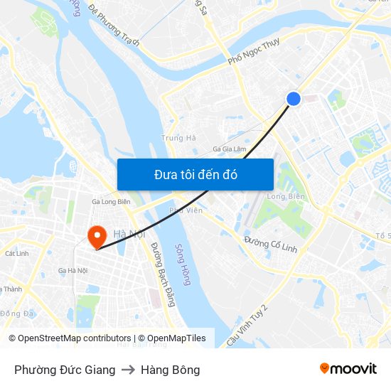 Phường Đức Giang to Hàng Bông map