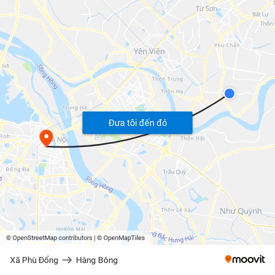 Xã Phù Đổng to Hàng Bông map
