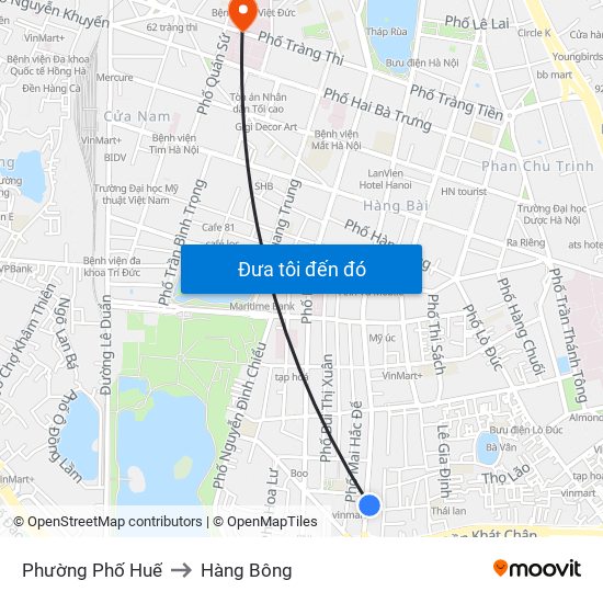 Phường Phố Huế to Hàng Bông map