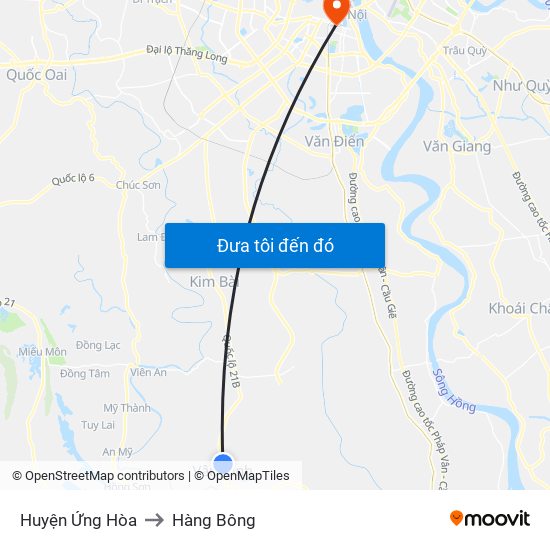 Huyện Ứng Hòa to Hàng Bông map