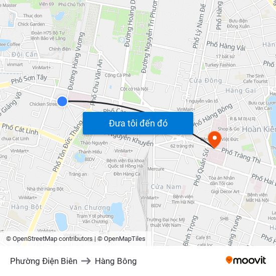 Phường Điện Biên to Hàng Bông map