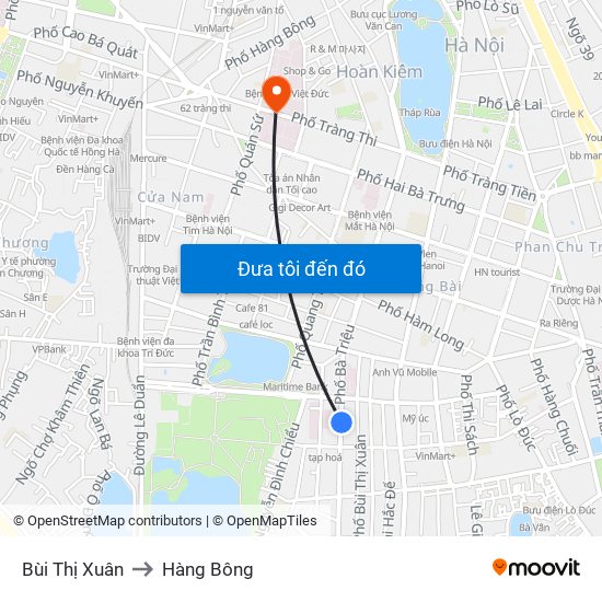 Bùi Thị Xuân to Hàng Bông map