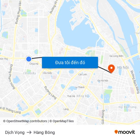 Dịch Vọng to Hàng Bông map