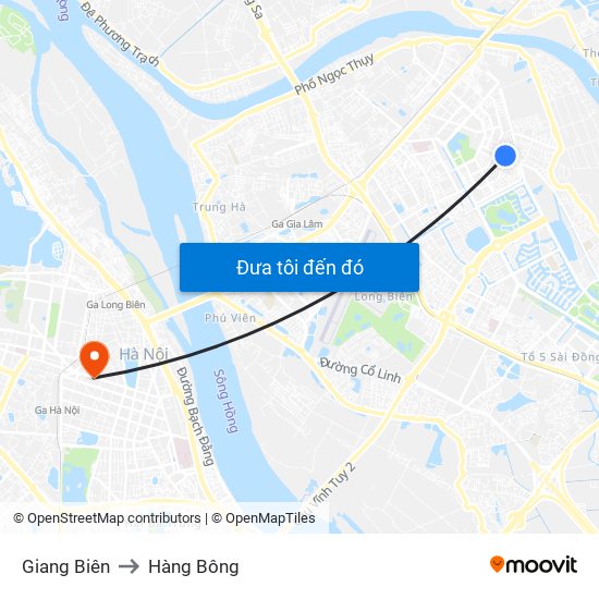 Giang Biên to Hàng Bông map