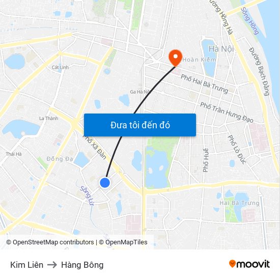 Kim Liên to Hàng Bông map