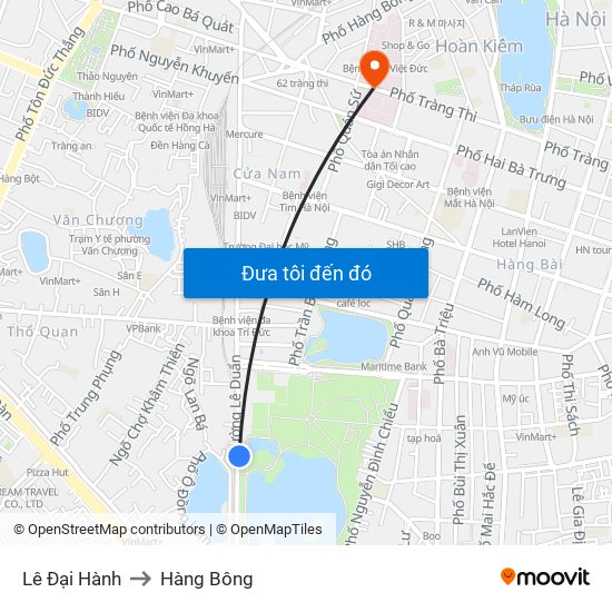 Lê Đại Hành to Hàng Bông map