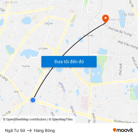 Ngã Tư Sở to Hàng Bông map