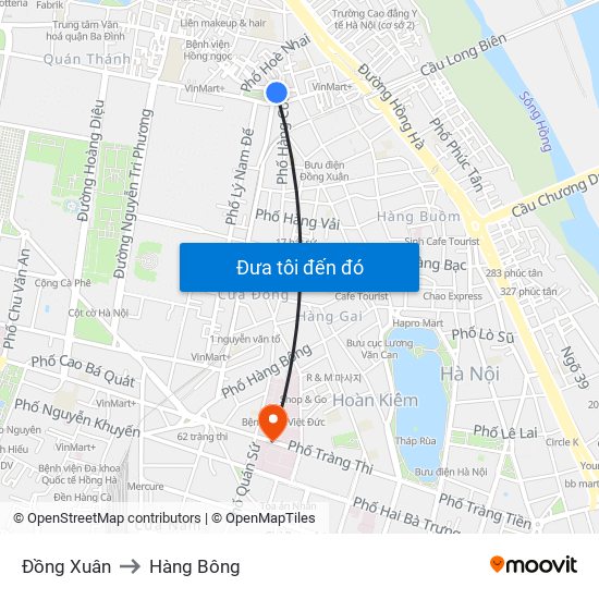 Đồng Xuân to Hàng Bông map