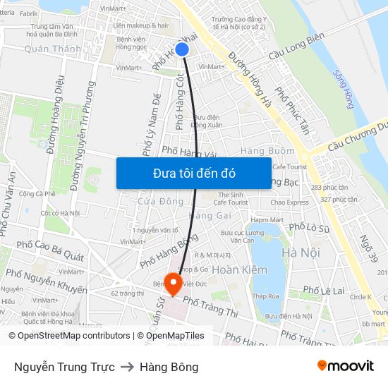 Nguyễn Trung Trực to Hàng Bông map