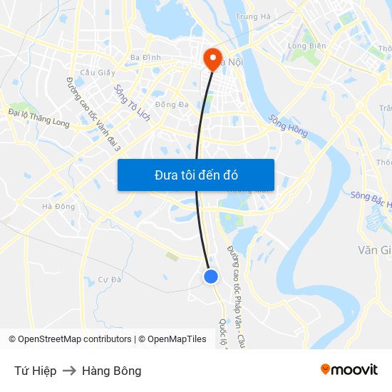 Tứ Hiệp to Hàng Bông map