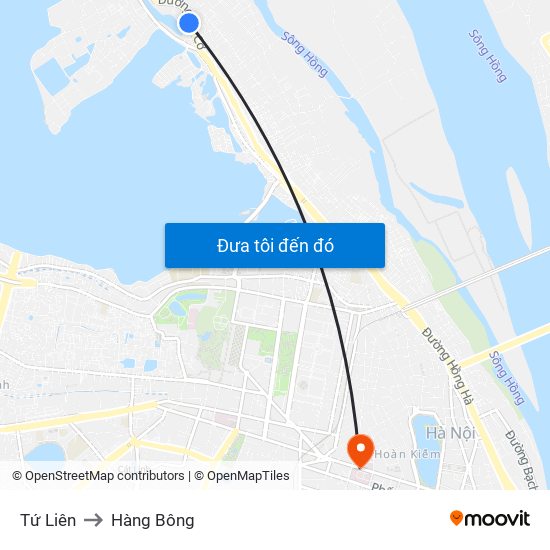 Tứ Liên to Hàng Bông map