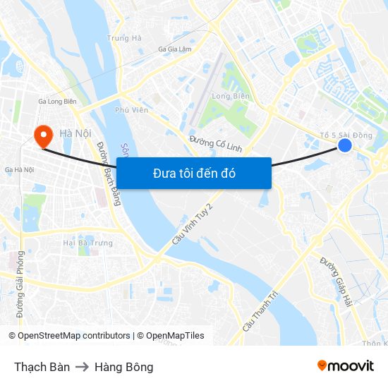 Thạch Bàn to Hàng Bông map