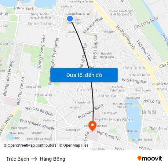 Trúc Bạch to Hàng Bông map