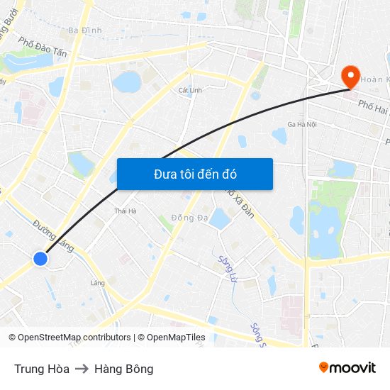 Trung Hòa to Hàng Bông map