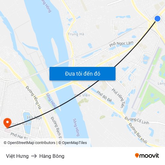 Việt Hưng to Hàng Bông map