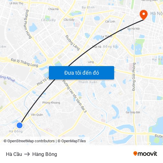 Hà Cầu to Hàng Bông map