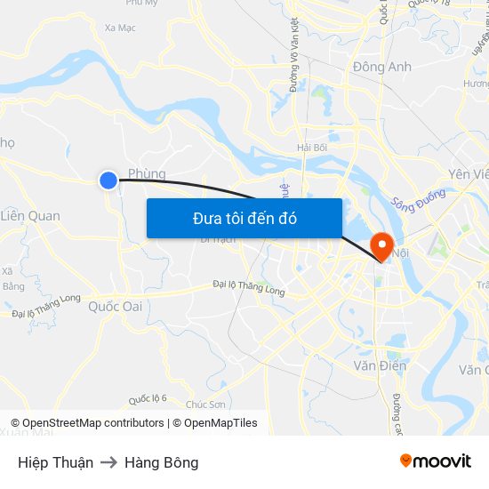 Hiệp Thuận to Hàng Bông map