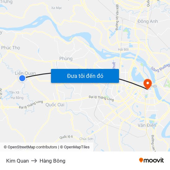 Kim Quan to Hàng Bông map