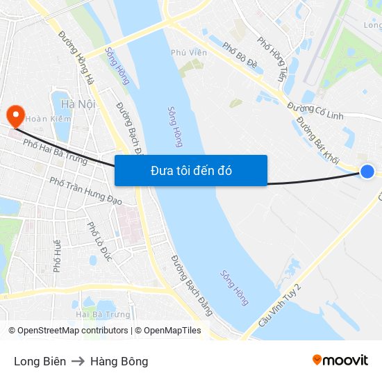 Long Biên to Hàng Bông map