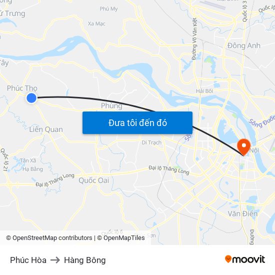 Phúc Hòa to Hàng Bông map