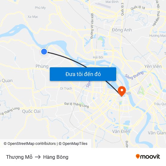 Thượng Mỗ to Hàng Bông map