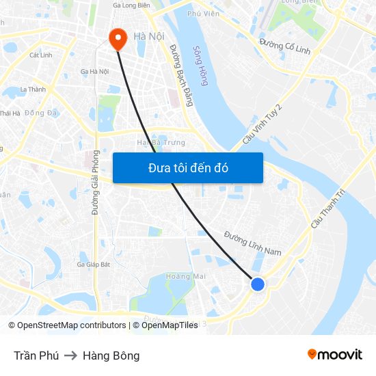 Trần Phú to Hàng Bông map